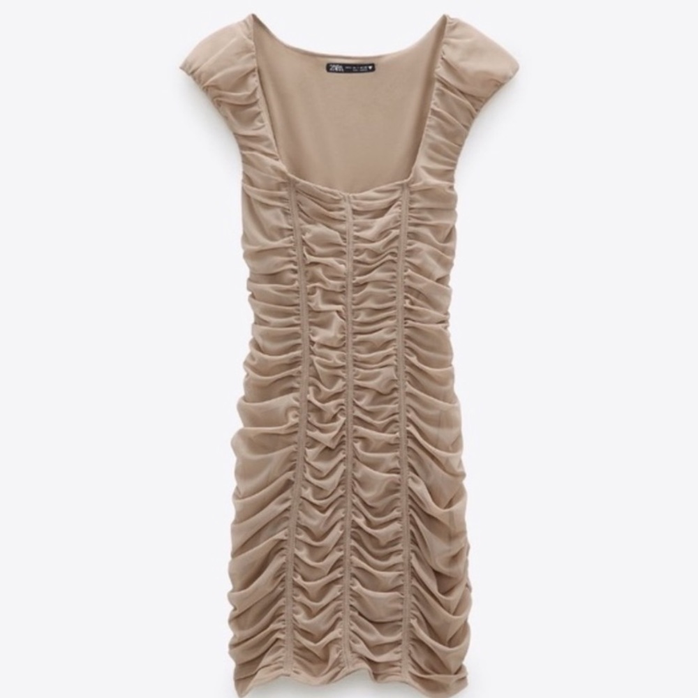 Pink/nude ruched zara mini dress